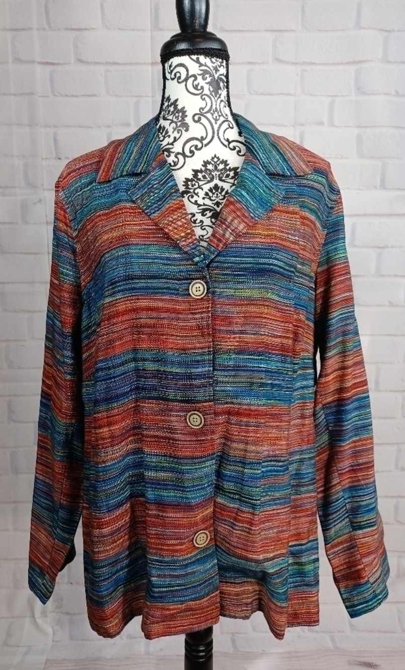 Coldwater Creek women's long sleeve geometric print jacket plus size 1x b30
